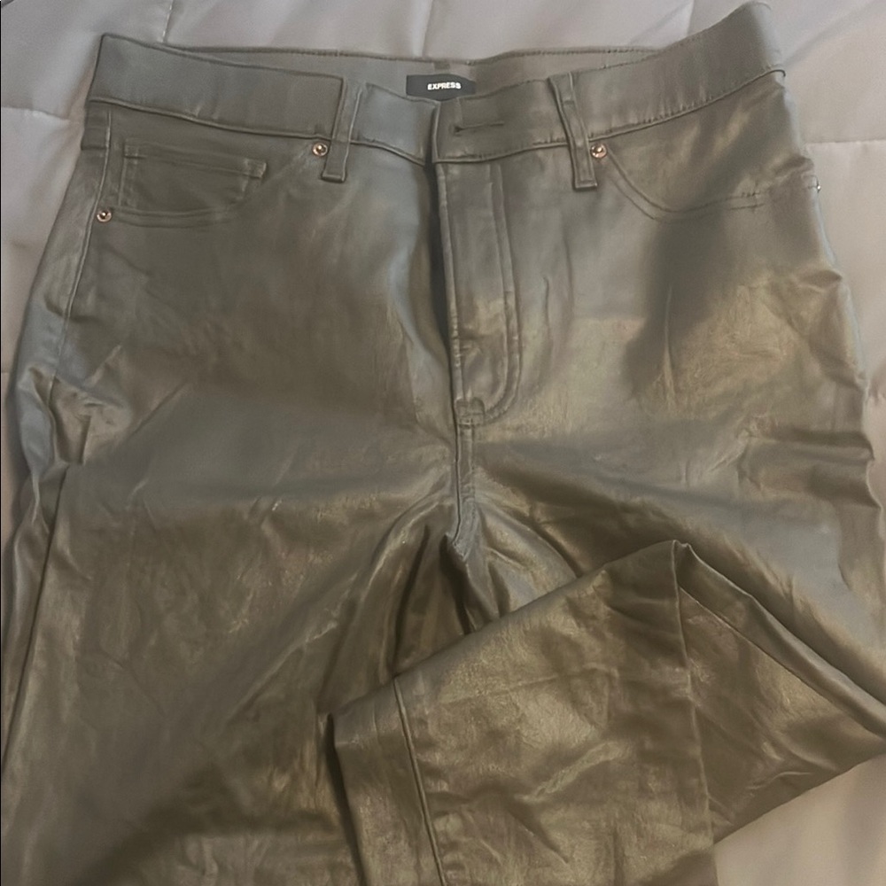 Express Gray Coated Slim Pants